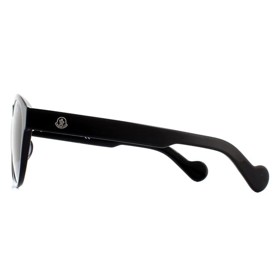 Moncler Round Unisex Shiny Black Smoke Sunglasses