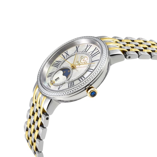 Reloj GV2 para mujer Genoa SS, caja de plata, esfera de nácar blanco, acero inoxidable bicolor. - Image 3