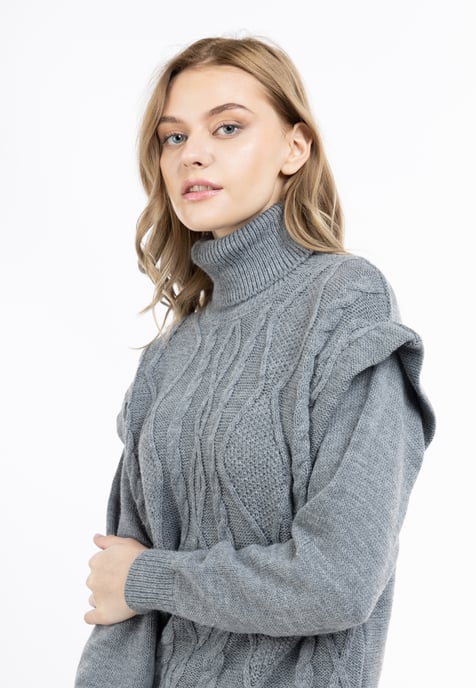 Dreimaster Knitted pullover women dark grey melange - Image 5