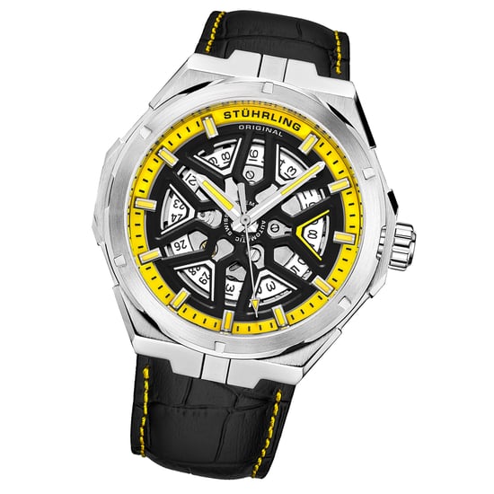 Black and Yellow Gio Swiss Automatic 44mm Skeleton - Image 2