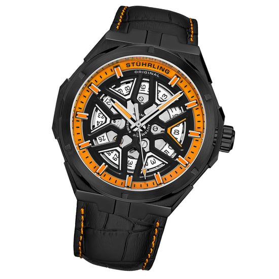 Black and Orange Gio Swiss Automatic 44mm Skeleton - Image 2