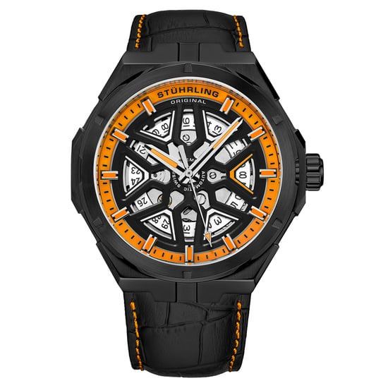 Black and Orange Gio Swiss Automatic 44mm Skeleton - Image 1