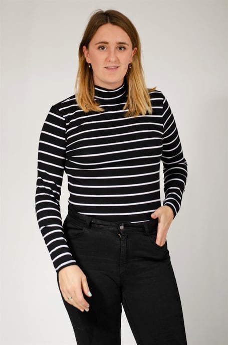 High Neck Striped Jersey Top
