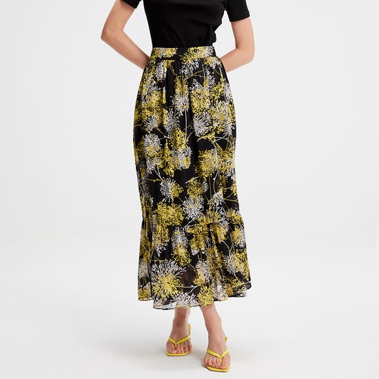 Long skirt with linear print and ruffles - Image 2