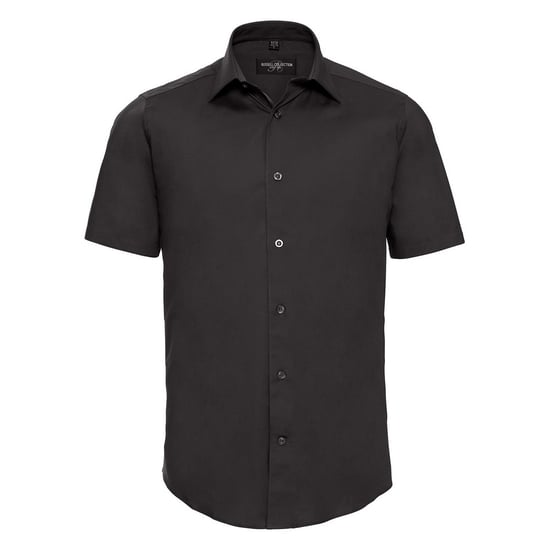 Russell Collection Mens Easy-Care Fitted Short-Sleeved Shirt (Black) - Image 1