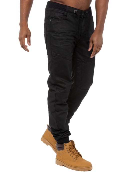 Enzo| Pantalones vaqueros con puños para hombre - Negro - Image 3