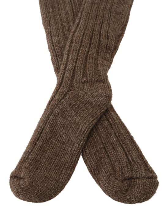 Calcetas para mujer Dolce & Gabbana Chic de mezcla de lana marrón hasta la rodilla - Image 2