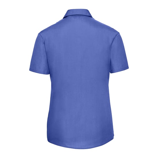 Russell Collection Womens/Ladies Poplin Easy-Care Short-Sleeved Shirt (Corporate Blue) - Image 2