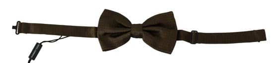 Corbata de moño ajustable de seda con lunares marrones de Dolce & Gabbana - Image 1