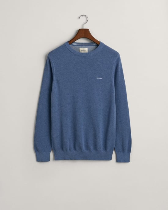 GANT Mens Cotton Pique Crew Neck Jumper - Image 3