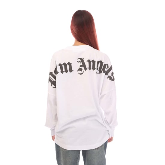 Women's Palm Angels Classic Logo Long Sleeve Over T-Shirt in White Black