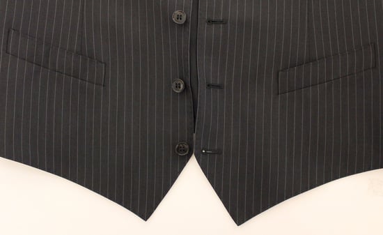 Dolce & Gabbana Gray Striped Wool Silk Dress Vest Gilet