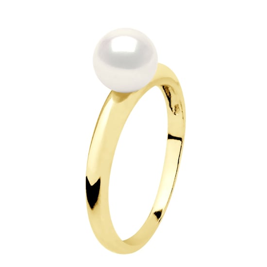 Ring - Yellow Gold - Real Cultured Freshwater Pearl Round 6-7 mm - Image 1