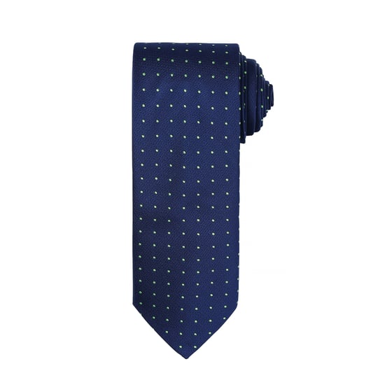 Premier Mens Micro Dot Pattern Formal Work Tie (Navy/ Lime) - Image 1