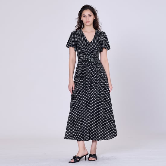 Polka dot flared shirt-dress - Image 1