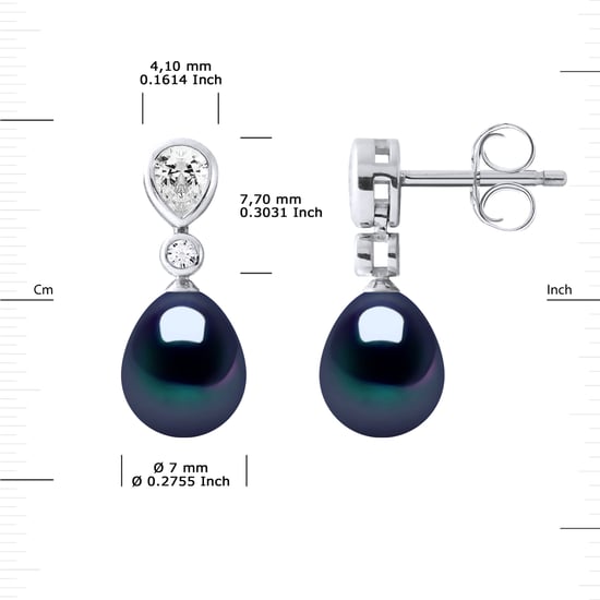 Drop Earrings Jewelry Sweet Water Beads 7-8mm Black Pears 925