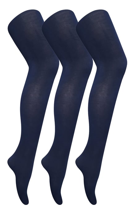 3 Pares de Mallas Opacas de 80 Denier para Mujer | Sock Snob | Plain Block Colour Tights - Azul Marino - Image 1