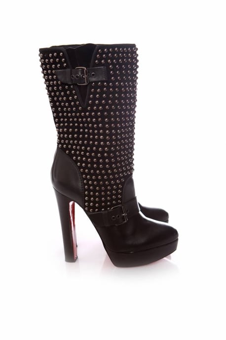 Black leather platform boots - Image 4
