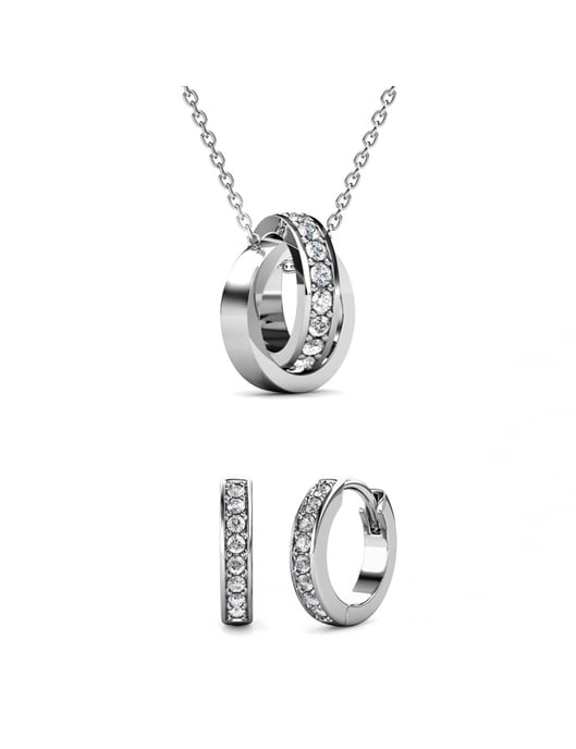 Conjuntos de aros circulares - Plata y cristal - Image 1
