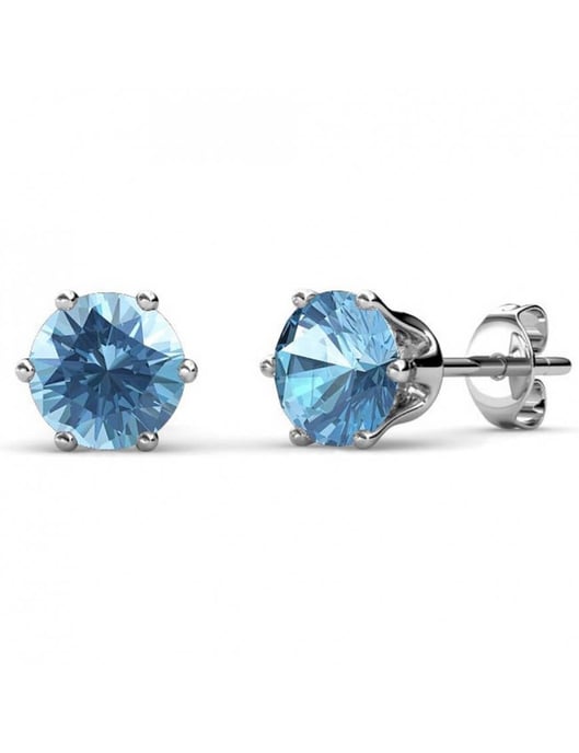 Pendientes Marte con Piedra de Nacimiento - Plata y Azul Claro - Image 1