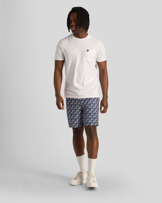 Mens Floral Print Resort Shorts in Dark Navy - Image 2