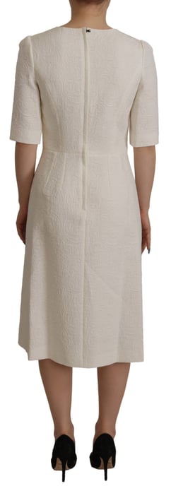 Vestido de mujer midi florido de brocado jacquard blanco de Dolce & Gabbana - Image 4