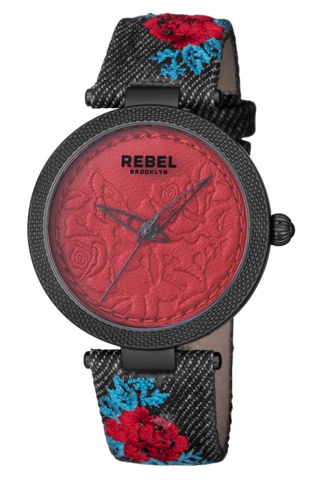 Rebel Women's Carroll Gardens Burgundy Dial Cloth Watch