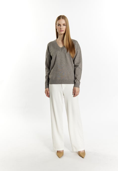 Dreimaster Knitted pullover women Grey melange - Image 2