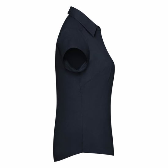 Russell Collection Ladies Cap Sleeve Polycotton Easy Care Fitted Poplin Shirt (French Navy) - Image 6