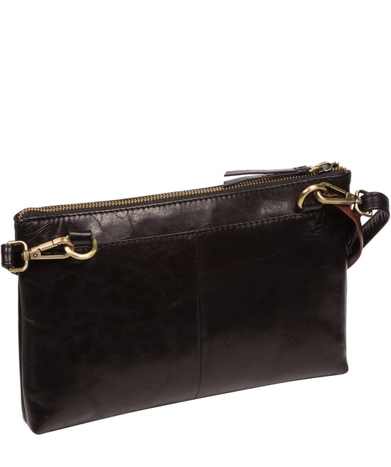 'Minnow' Black Leather Cross Body Clutch Bag