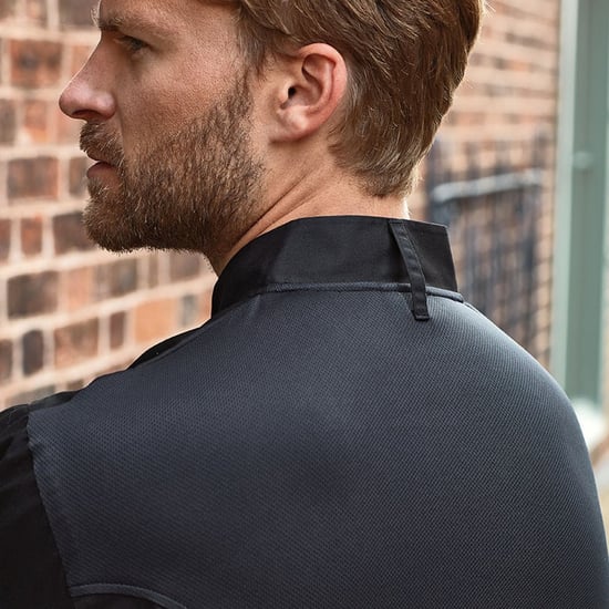 Premier Mens Coolchecker Long-Sleeved Chef Jacket (Black) - Image 3