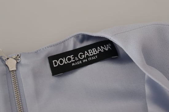 Vestido midi de viscosa para mujer con aplique floral azul de Dolce & Gabbana - Image 6