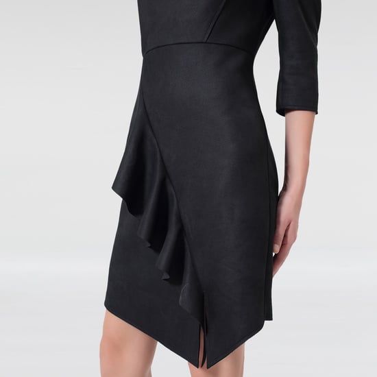 Stretch suede dress with ruffle on skirt - Image 3
