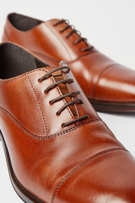 Tan Formal Leather Oxford Toe Cap Shoe