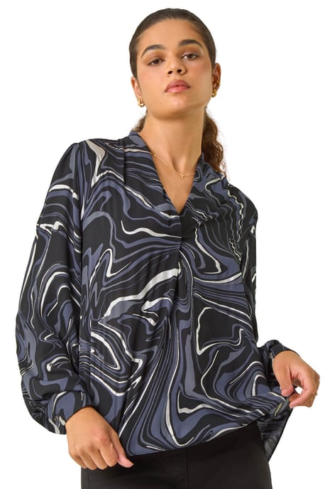 Metallic Marble Print Overshirt