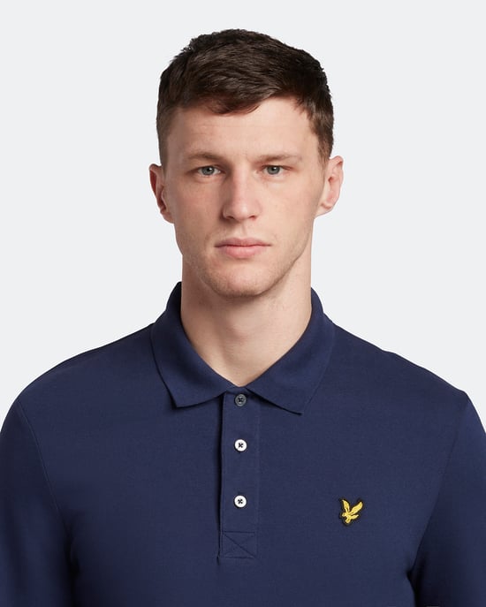 Lyle & Scott Long Sleeve Polo Shirt in Navy - Image 4
