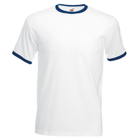 Fruit Of The Loom Mens Ringer Short Sleeve T-Shirt (White/Navy) - Image 1