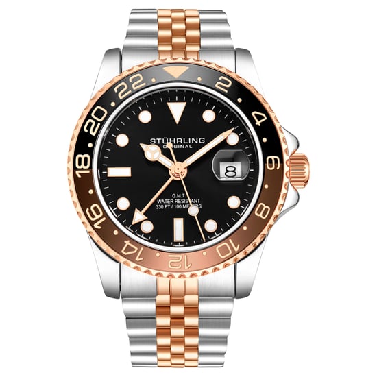 Black and Rose Gold Meridian GMT Quartz 42mm - Image 1