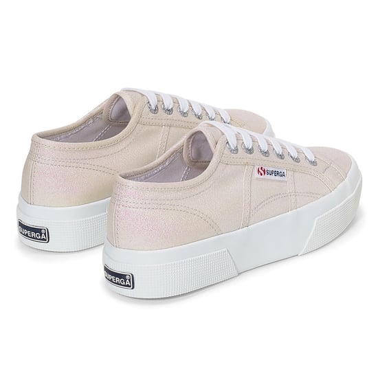 Superga Womens/Ladies 2740 Lame Platform Trainers (Beige/Iridescent) - Image 2