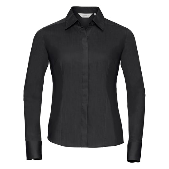 Russell Collection Ladies/Womens Long Sleeve Poly-Cotton Easy Care Fitted Poplin Shirt (Black) - Image 1