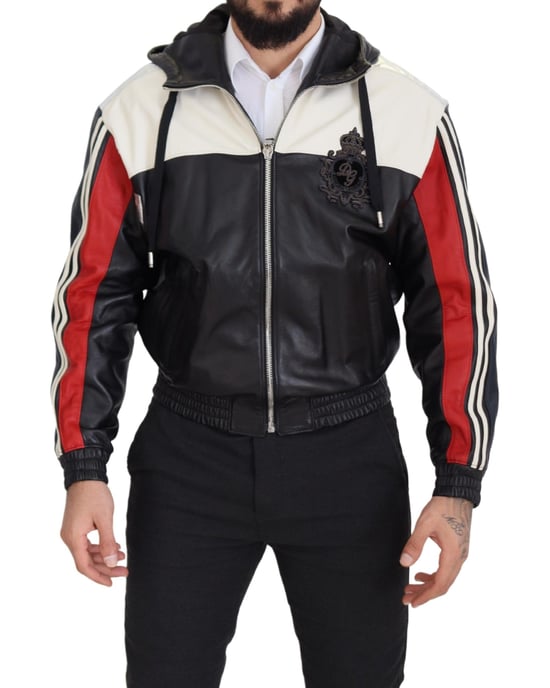 Chaqueta de hombre Blouson con capucha de cuero negro Dolce & Gabbana - Image 1
