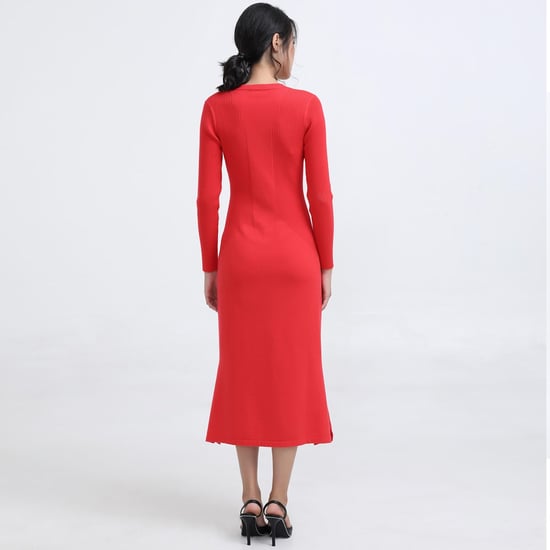 Midi jumper-dress with V -neckline - Image 1
