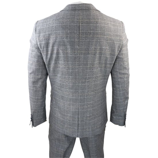 Traje Príncipe de Gales de 3 piezas en gris a cuadros para hombre - Image 6