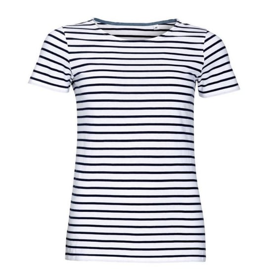 SOLS Womens/Ladies Miles Striped Short Sleeve T-Shirt (White/Navy) - Image 1