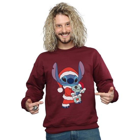 Disney Mens Lilo And Stitch Stitch Christmas Sweatshirt (Burgundy)