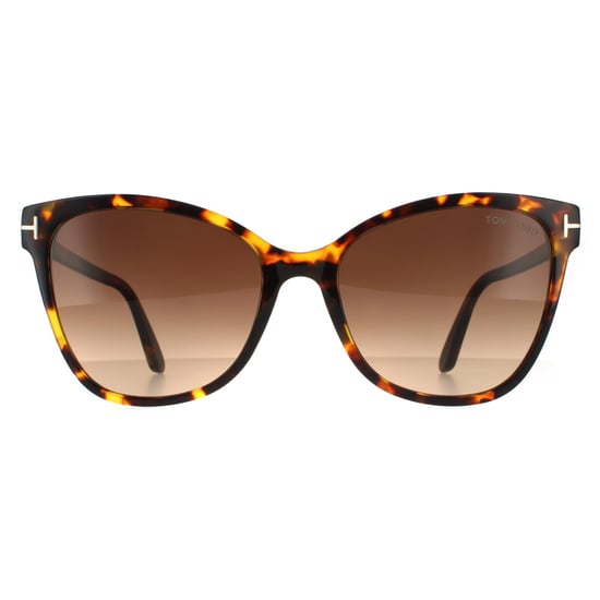 Gafas de sol de mujer Tom Ford Cat Eye en marrón habana oscuro con efecto degradado. - Image 1