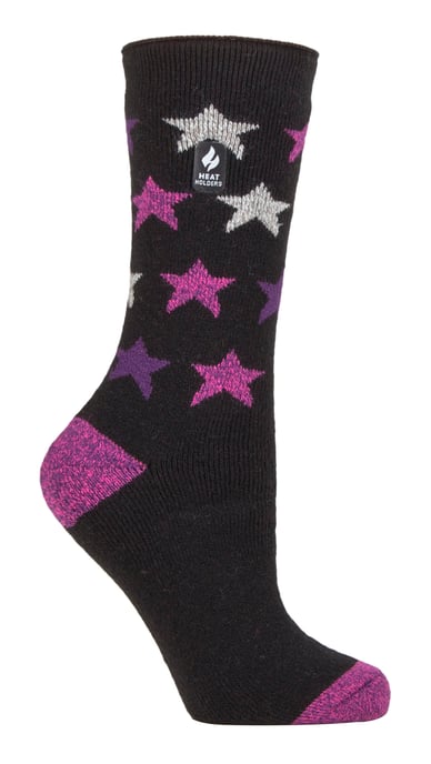 Heat Holders Lite - Calcetines Térmicos Aislantes para Mujer | Múltiples Diseños Incluyendo Rayas Argyle Corazones Estrellas | Calcetines Cálidos para Invierno - Negro (Bonito) - Image 1