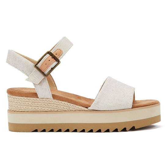 TOMS Diana Canvas Wedge Natural Women's White Sandals - Image 4