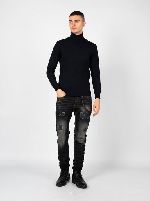 Xagon Man Suéter Turtleneck del hombre azul oscuro - Image 2