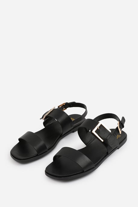 Wheres That From Womens 'Uma' Classic Flat Sandals With Strap And Buckle Detail